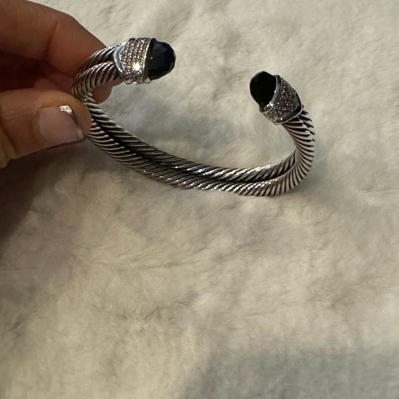 David Yurman Double Cable Cuff Black Onyx w/Diamonds - Picture 4 of 11